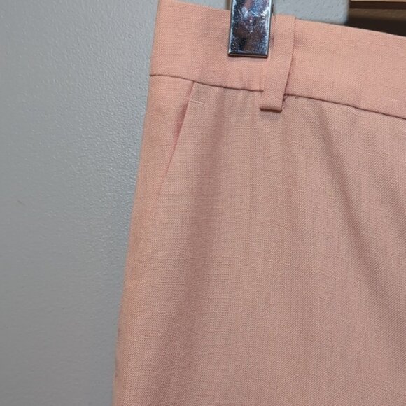 ZARA Linen Blend Trousers Womens Medium Pink Peach Blush Straight Leg Pants - Picture 10 of 14
